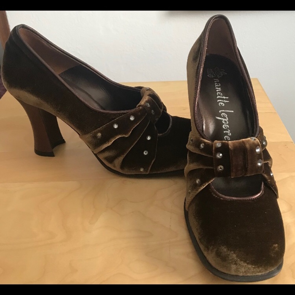 Nanette Lepore velvet retro heels